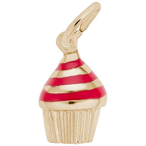 Gold Plated Red Swirl Cupcake Charm by Rembrandt Charms Gold Plated Red Swirl Cupcake Charm by Rembrandt Charms