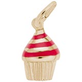 10k Gold Red Swirl Cupcake Charm by Rembrandt Charms