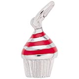 Sterling Silver Red Swirl Cupcake Charm by Rembrandt Charms
