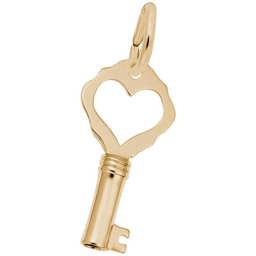 Gold Plated Antique Heart Key Charm by Rembrandt Charms Gold Plated Antique Heart Key Charm by Rembrandt Charms