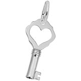 14K White Gold Antique Heart Key Charm by Rembrandt Charms