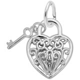 Sterling Silver Filigree Puff Heart and Key by Rembrandt Charms