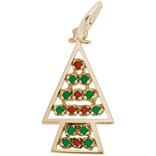 Gold Plated Beaded Christmas Tree Charm by Rembrandt Charms Gold Plated Beaded Christmas Tree Charm by Rembrandt Charms
