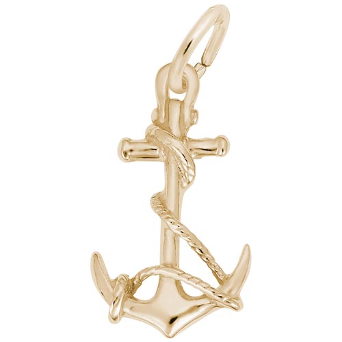 Gold Plate Anchor with Rope Charm by Rembrandt Charms Gold Plate Anchor with Rope Charm by Rembrandt Charms