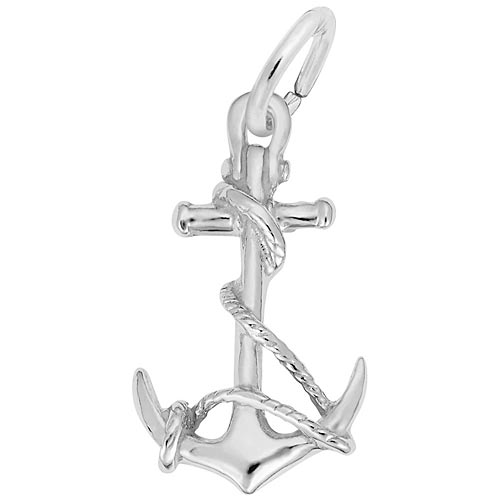 14K White Gold Anchor with Rope Charm by Rembrandt Charms