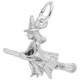 14k White Gold Witch on a Broom Charm by Rembrandt Charms