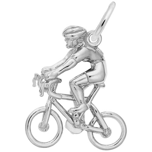 14K White Gold Bicycle Cyclist Charm by Rembrandt Charms