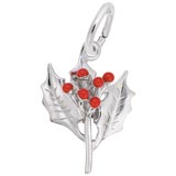 14K White Gold Red Holly Leaf Charm by Rembrandt Charms