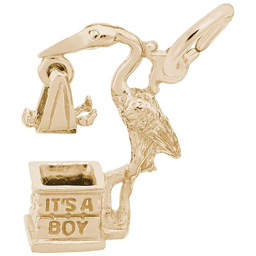 14k Gold Stork It's a Boy Charm by Rembrandt Charms 14k Gold Stork It's a Boy Charm by Rembrandt Charms