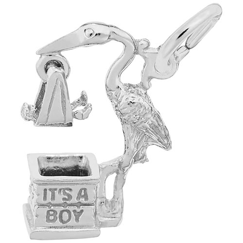 Sterling Silver Stork It's a Boy Charm by Rembrandt Charms Sterling Silver Stork It's a Boy Charm by Rembrandt Charms