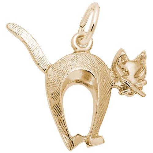 14K Gold Arched Cat Charm by Rembrandt Charms