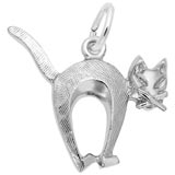 14K White Gold Arched Cat Charm by Rembrandt Charms