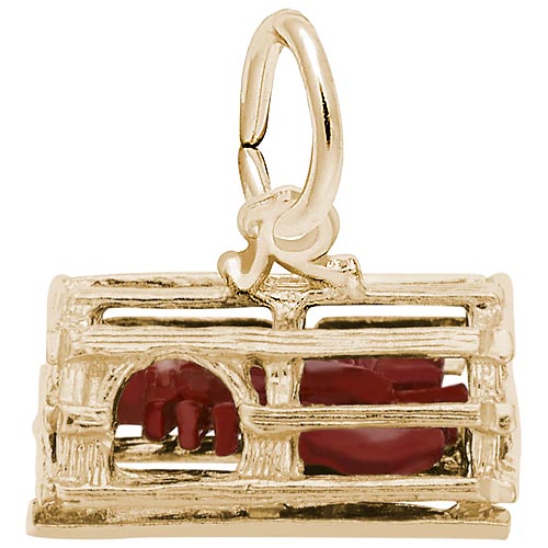 Gold Plate Lobster in Trap Charm by Rembrandt Charms Gold Plate Lobster in Trap Charm by Rembrandt Charms