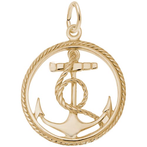 14K Gold Ships Anchor in a Rope Charm by Rembrandt Charms