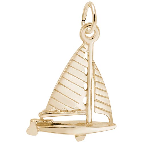 14K Gold Striped Sloop Sailboat Charm by Rembrandt Charms 14K Gold Striped Sloop Sailboat Charm by Rembrandt Charms