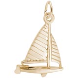 Gold Plate Striped Sloop Sailboat Charm by Rembrandt Charms