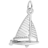 14K White Gold Striped Sloop Sailboat Charm by Rembrandt Charms
