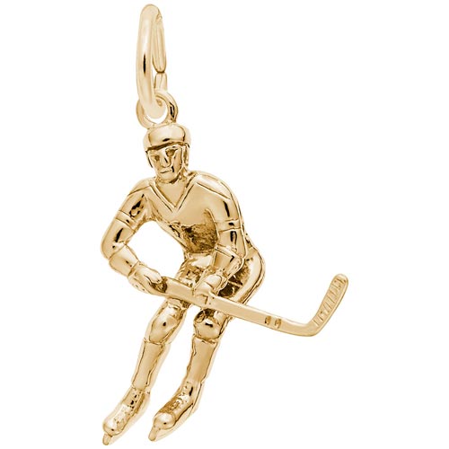 Gold Plate Male Hockey Player Charm by Rembrandt Charms