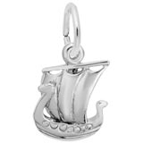 14K White Gold Viking Ship Charm by Rembrandt Charms