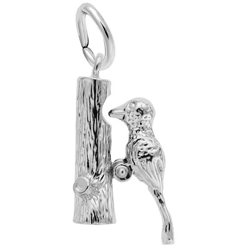 14K White Gold Woodpecker Charm by Rembrandt Charms