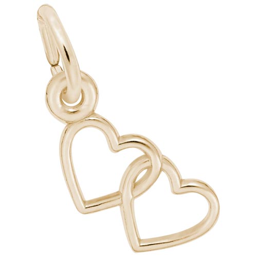 14K Gold Two Open Hearts Accent Charm by Rembrandt Charms 14K Gold Two Open Hearts Accent Charm by Rembrandt Charms