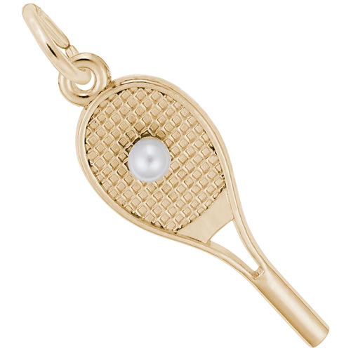 14k Gold Tennis Racquet & pearl by Rembrandt Charms 14k Gold Tennis Racquet & pearl by Rembrandt Charms