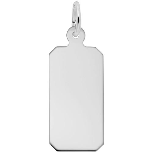 14k White Gold Classic Rectangle Charm Tag by Rembrandt Charms