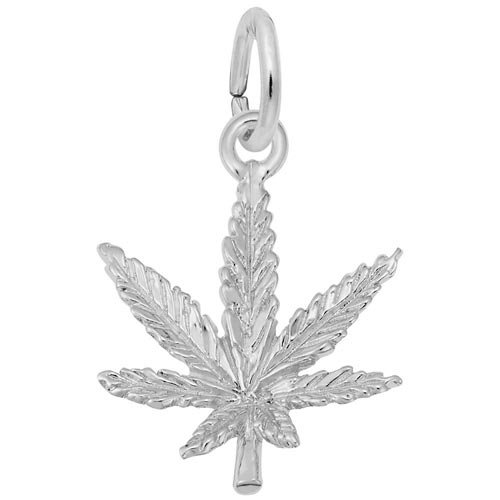 14k White Gold Marijuana Leaf Charm by Rembrandt Charms 14k White Gold Marijuana Leaf Charm by Rembrandt Charms