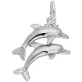 14K White Gold Dolphins Charm by Rembrandt Charms