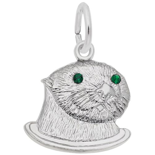 14k White Gold Sea Otter (green) Charm by Rembrandt Charms