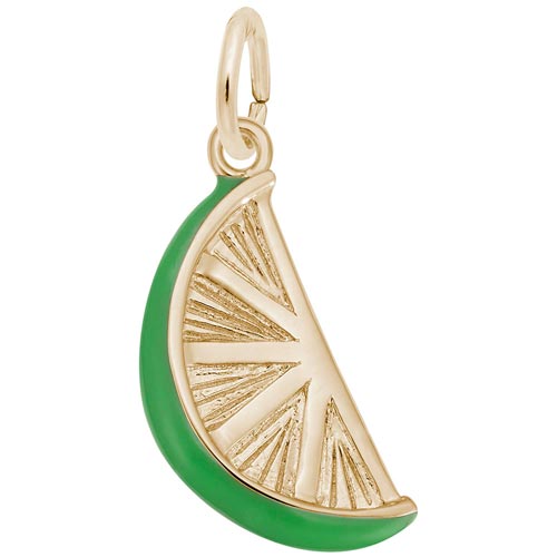 Rembrandt  Lime Slice Charm, 14k Yellow Gold