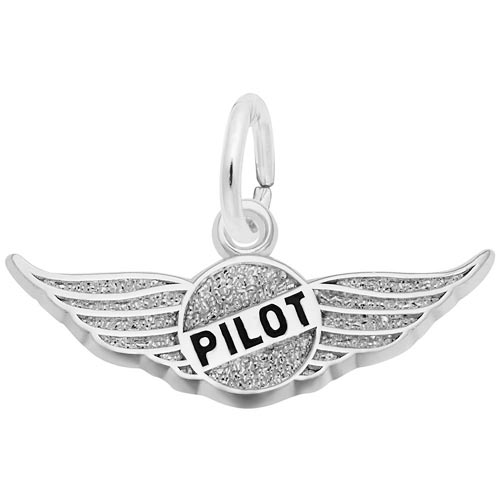 14K White Gold Pilot's Wings Charm by Rembrandt Charms