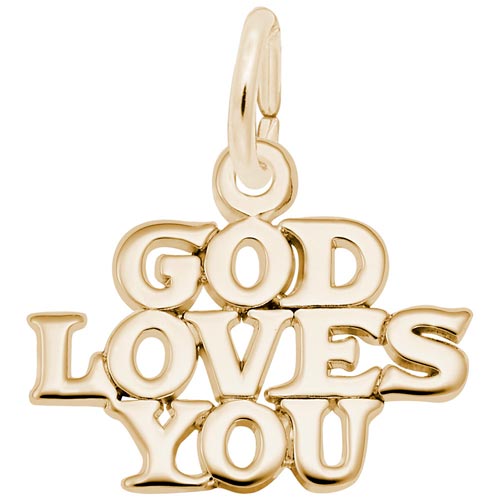 14K Gold God Loves You Charm by Rembrandt Charms