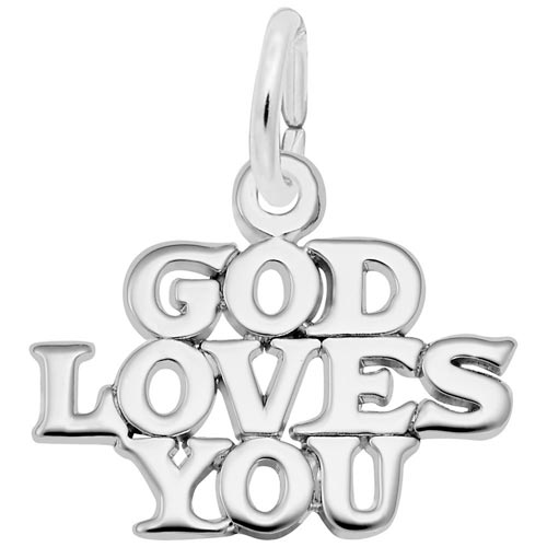 14K White Gold God Loves You Charm by Rembrandt Charms