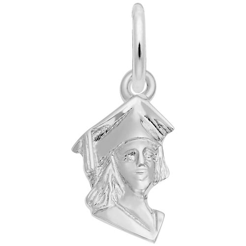 14K White Gold Female Graduate Accent Charm by Rembrandt Charms 14K White Gold Female Graduate Accent Charm by Rembrandt Charms