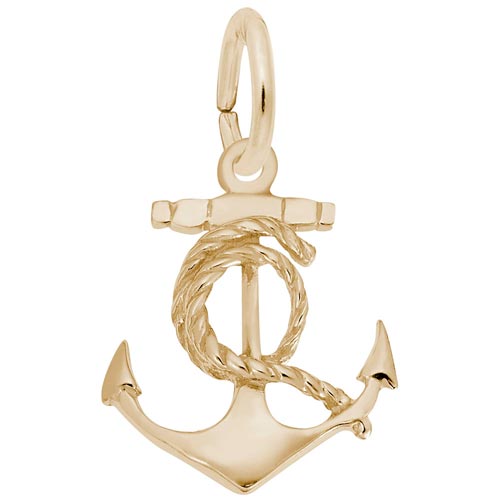 10K Gold Ships Anchor Charm with Rope by Rembrandt Charms