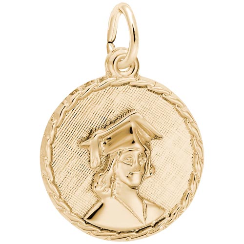 14K Gold Female Graduate Disc Charm by Rembrandt Charms