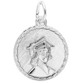 Sterling Silver Female Graduate Disc Charm by Rembrandt Charms