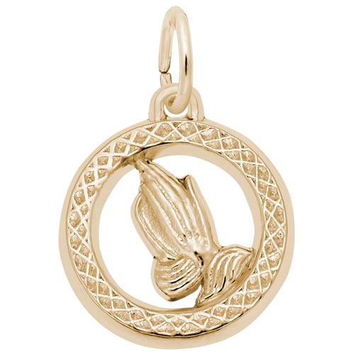 14K Gold Small Praying Hands Disc Charm by Rembrandt Charms