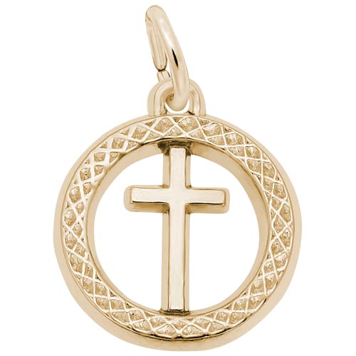 14K Gold Small Cross Ring Charm by Rembrandt Charms