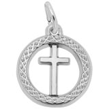14K White Gold Small Cross Ring Charm by Rembrandt Charms