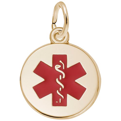 Gold Plated Medical Alert (red) Charm by Rembrandt Charms Gold Plated Medical Alert (red) Charm by Rembrandt Charms