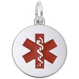 14k White Gold Medical Alert (red) by Rembrandt Charms