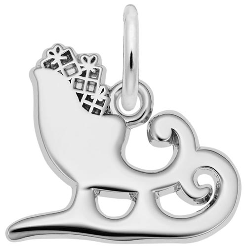 14K White Gold Santa's Sleigh Charm by Rembrandt Charms