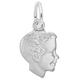 14K White Gold Boy's Head Accent Charm by Rembrandt Charms