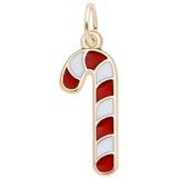 Gold Plated Red and White Candy Cane Charm by Rembrandt Charms