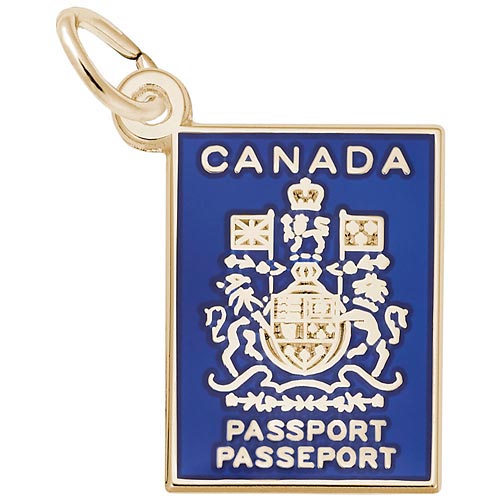 Gold Plated Canadian Passport Charm by Rembrandt Charms