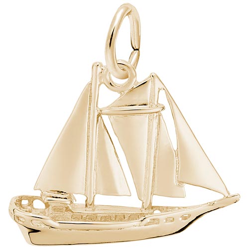 Gold Plate Schooner Sailboat Charm by Rembrandt Charms Gold Plate Schooner Sailboat Charm by Rembrandt Charms