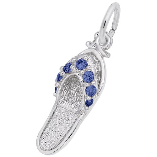 14K White Gold Sandal Charm Sept Birthstone by Rembrandt Charms 14K White Gold Sandal Charm Sept Birthstone by Rembrandt Charms