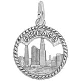14K White Gold Chicago Skyline Charm by Rembrandt Charms